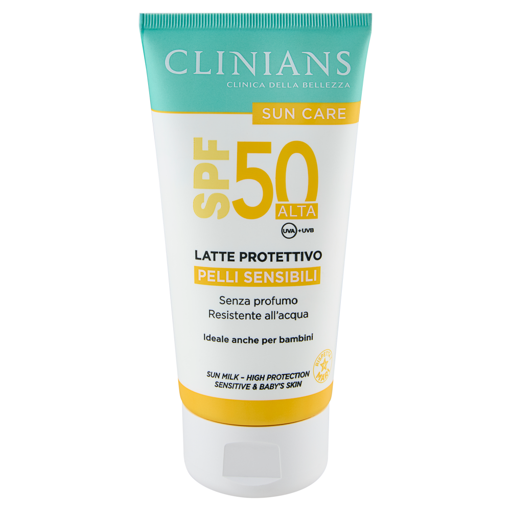 Clinians Sun Care Latte Protettivo Pelli Sensibili SPF 50 Alta 150 mL