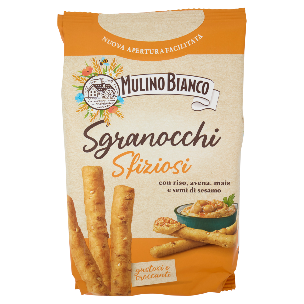 Mulino Bianco Sgranocchi Sfiziosi Grissini con Riso, Avena, Mais e Semi di Sesamo 210g