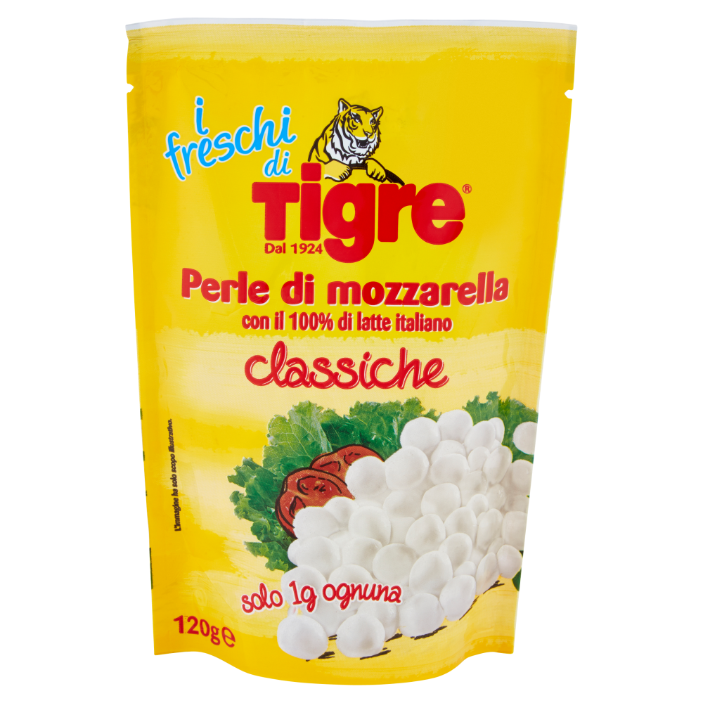 Tigre i freschi di Tigre Perle di mozzarella classiche 120 g