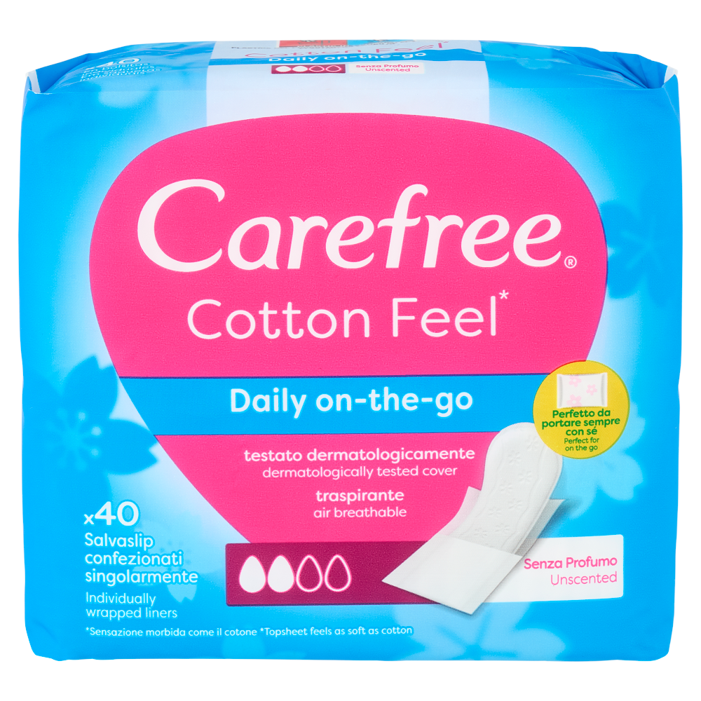 Carefree Cotton Feel* Daily on-the-go Salvaslip 40 pz