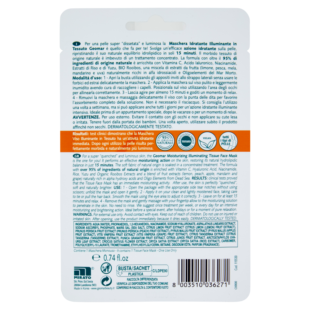 Geomar Maschera in Tessuto Idratante Illuminante 22 mL