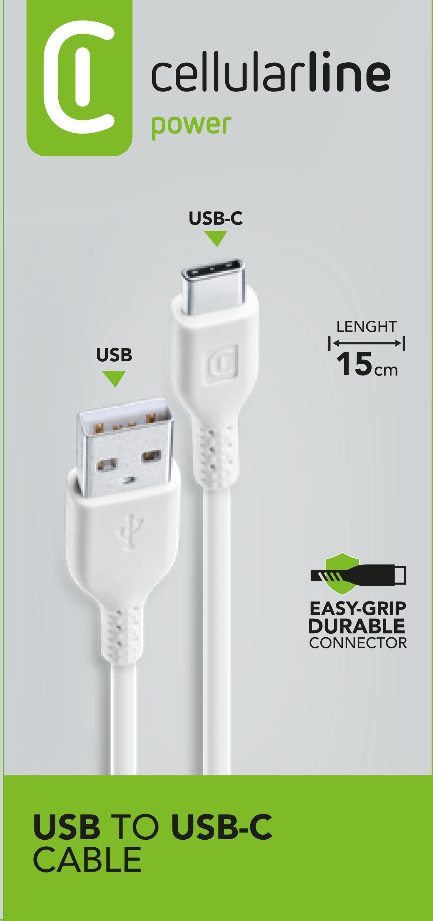 Cellularline Power Cable 15cm - USB-C Cavo USB-C per ricarica e trasferimento dati