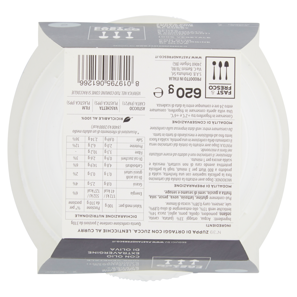 Fast & Fresco N&deg;. 39 Zuppa con Lenticchie e Zucca al Curry 620 g