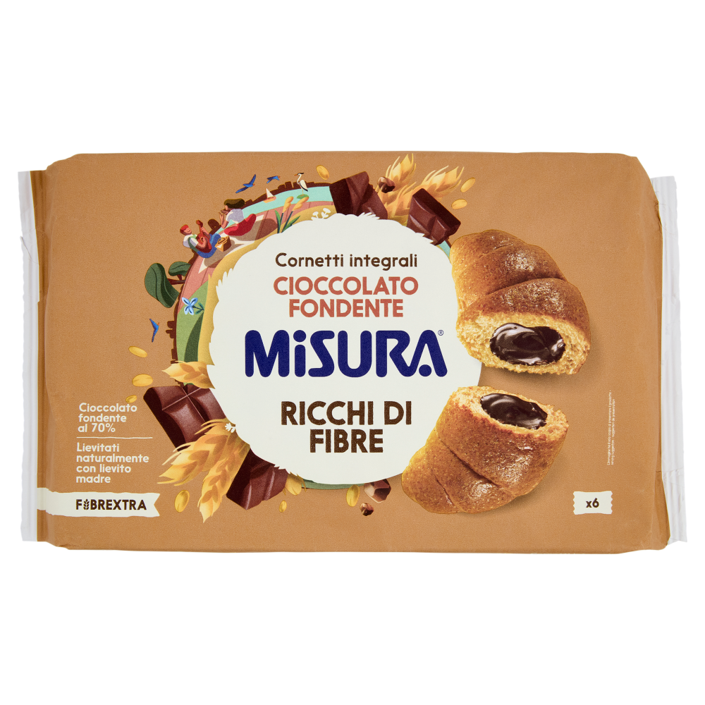 Misura Fibrextra 6 Cornetti integrali Cioccolato Fondente 308 g