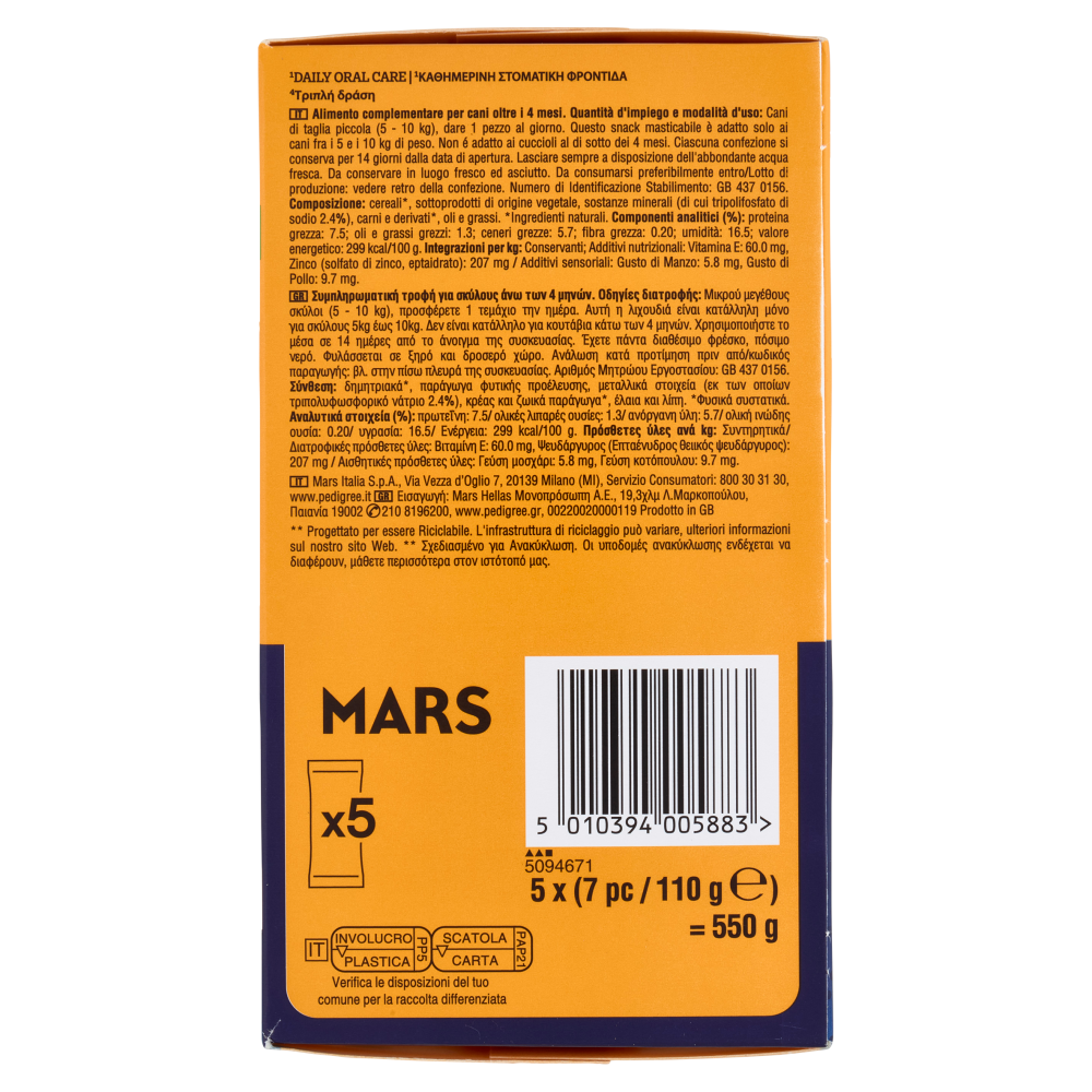 Pedigree Dentastix Snack per igiene orale Cane Piccolo 35 Pezzi 550 g