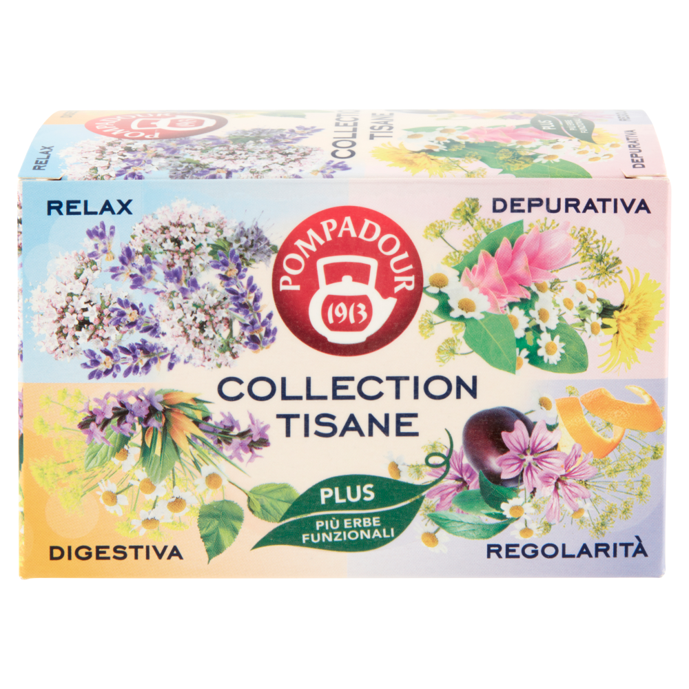 Pompadour Collection Tisane Plus Relax - Depurativa - Digestiva - Regolarità 16 x 2,2 g