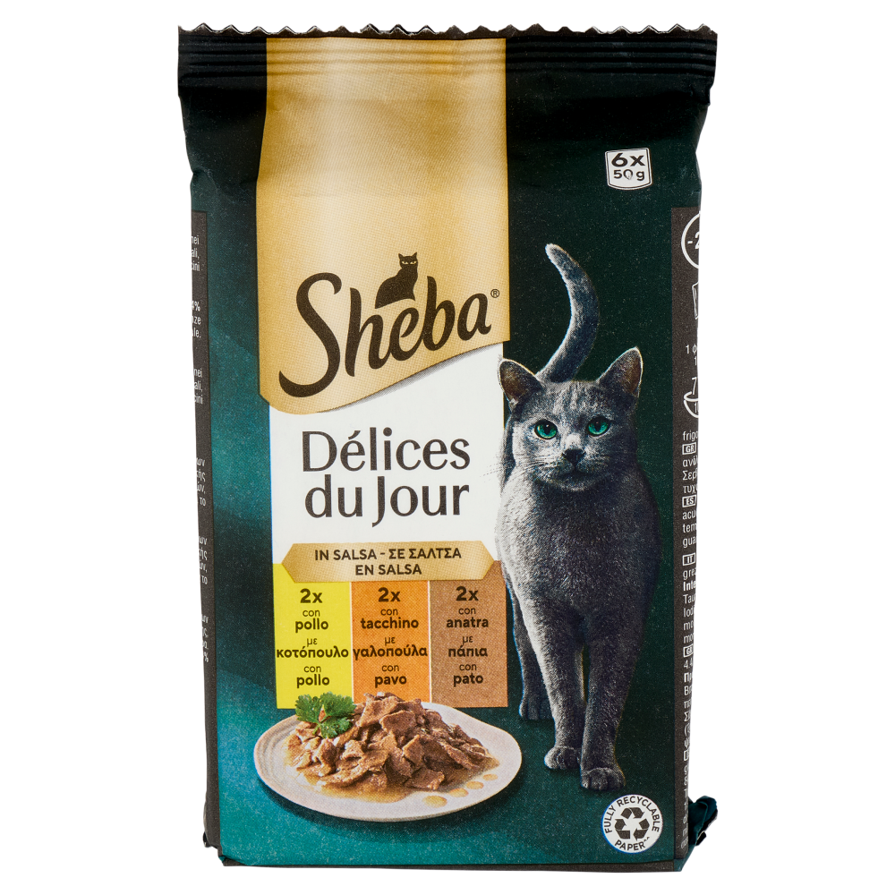 Sheba Délices du Jour Cibo Umido Gatto in Salsa con Tacchino e Anatra 6 x 50 g