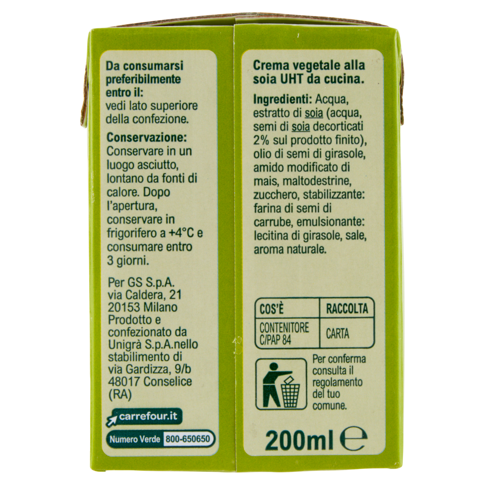 Carrefour Sensation Vegetal Crema da Cucina 200 ml