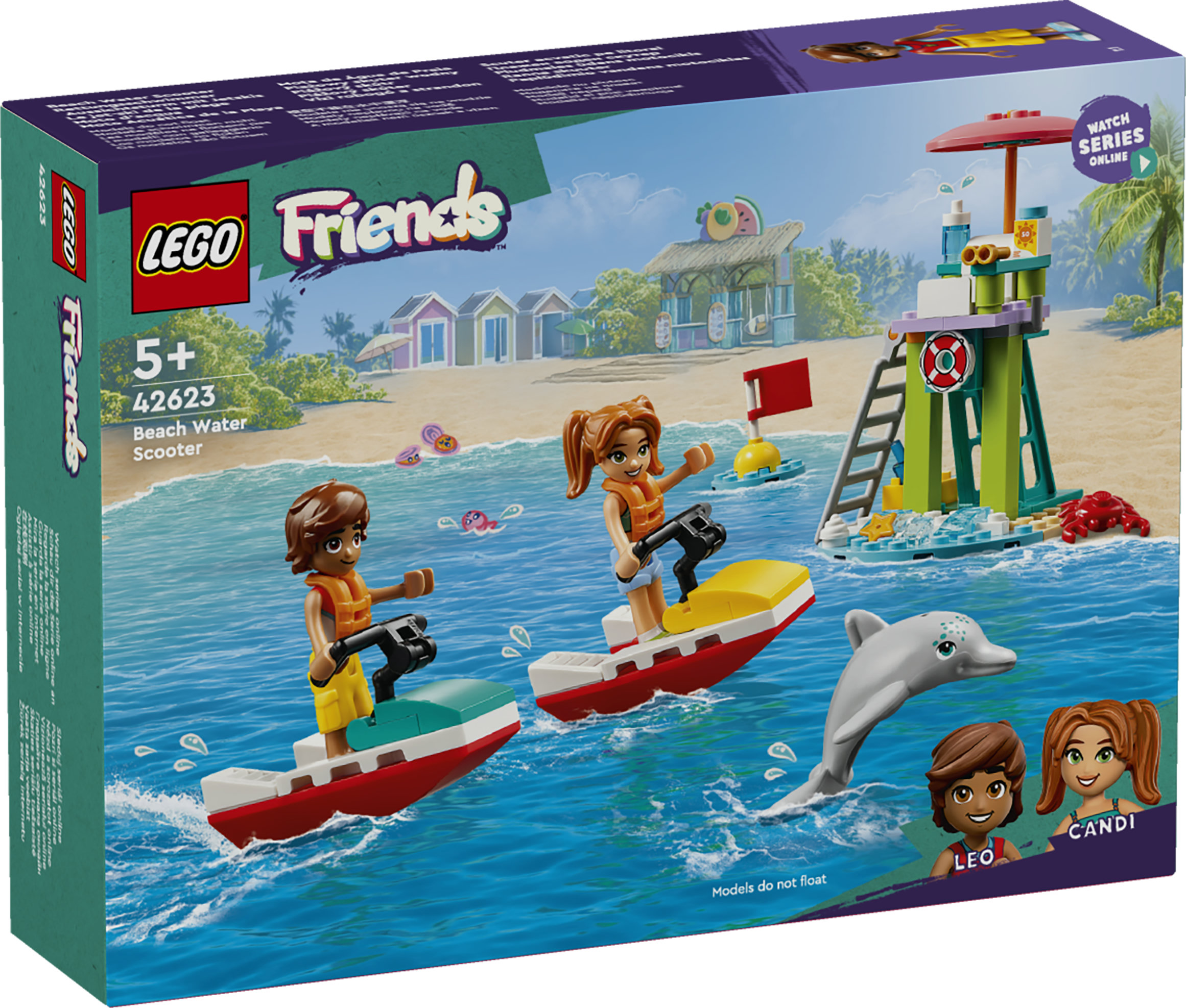 LEGO Friends 42623 Moto d&rsquo;Acqua, Giochi di Ruolo per Bambini 5+ con 2 Mini Doll e Delfino, Giocattoli da Bagnino, Idee Regalo