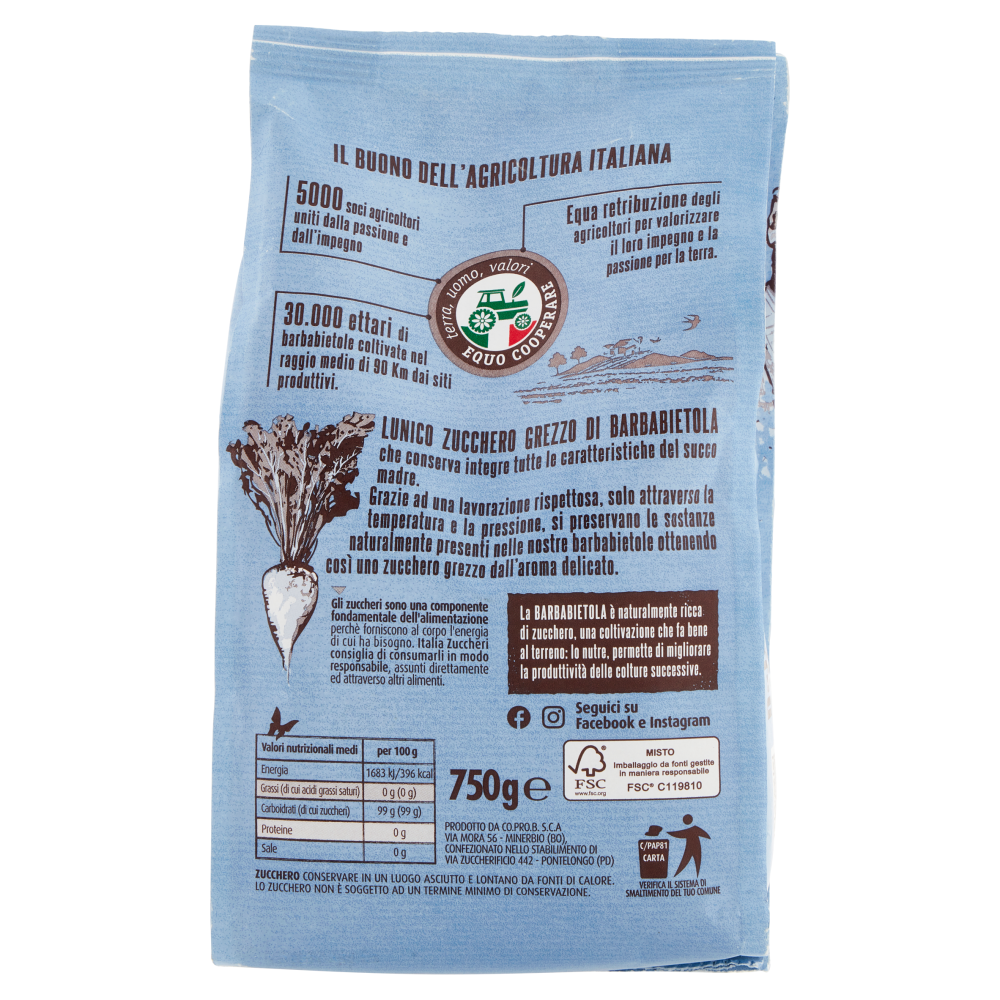 Italia Zuccheri Nostrano - Zucchero grezzo di barbabietola 750g