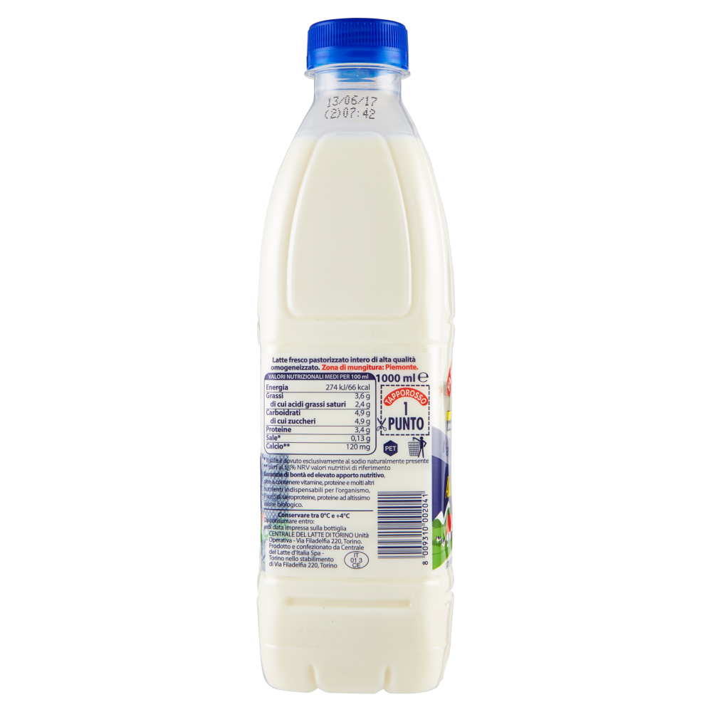 Centrale del Latte di Torino Tapporosso Alta Qualit&agrave; Latte Fresco Pastorizzato 1000 ml