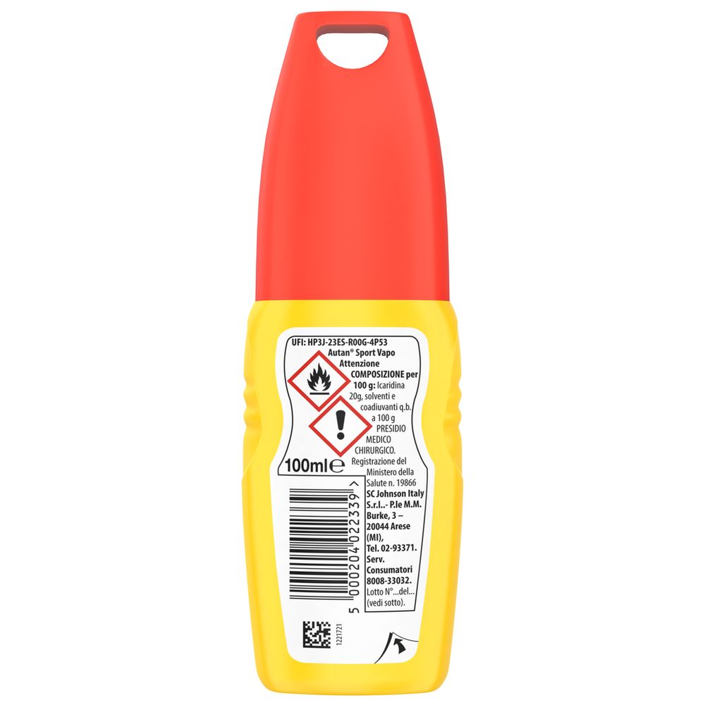Autan Sport Vapo Spray, Repellente Zanzare con Azione Protettiva Duratura, 8 ore di protezione, Resistente al Sudore, 100ml, Adatto per lo Sport