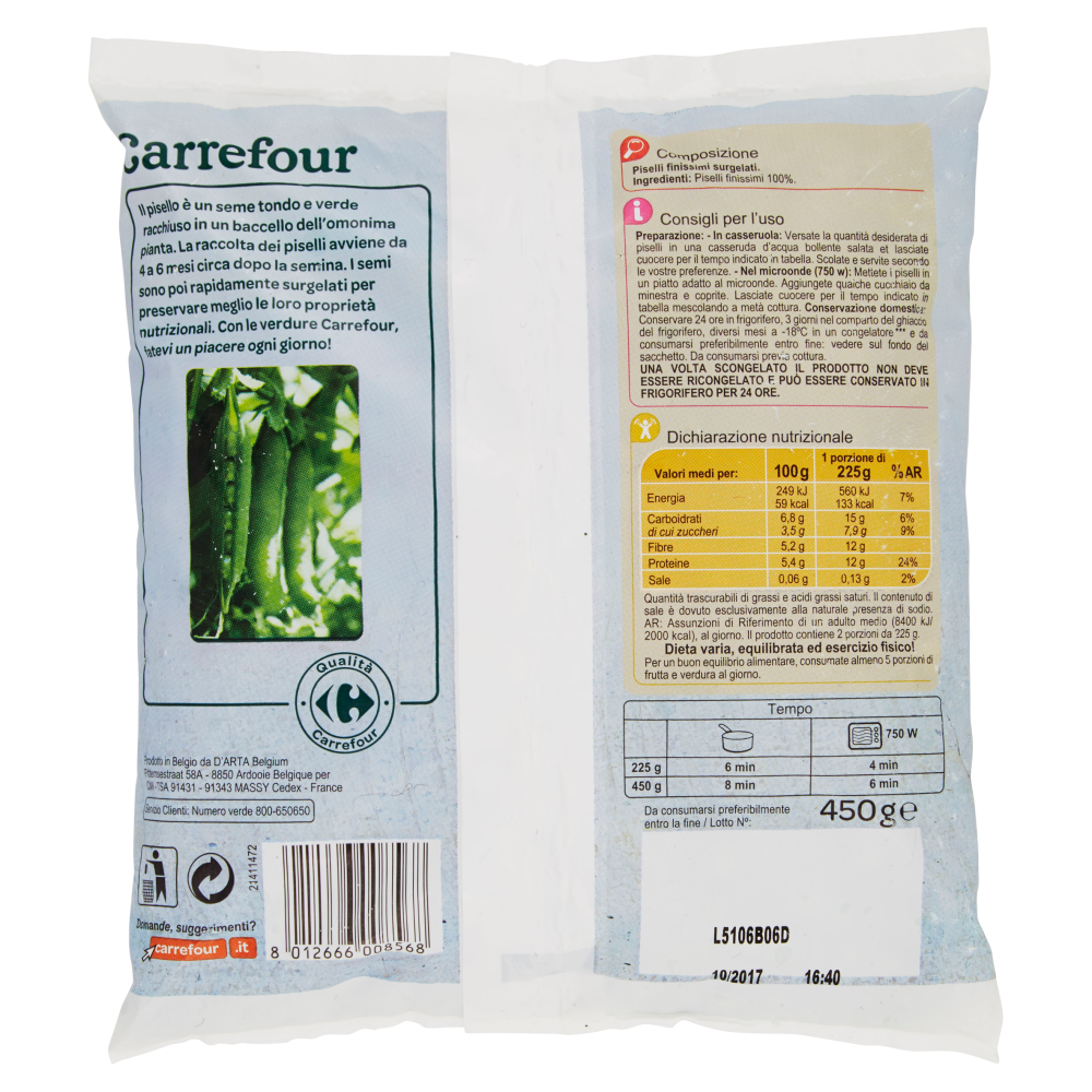 Carrefour Piselli finissimi Teneri Surgelati 450 g