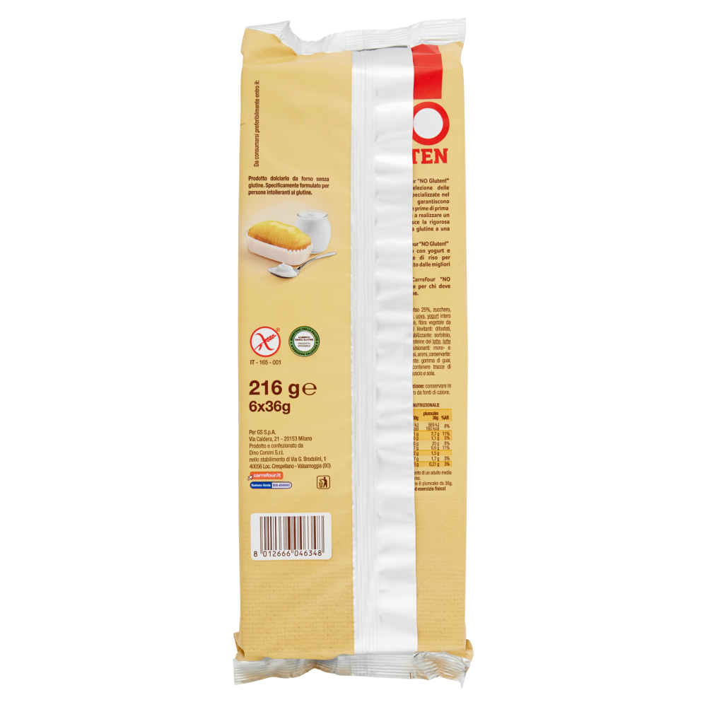 Carrefour No Gluten 6 Plumcake Preparati con Yogurt 6 x 36 g