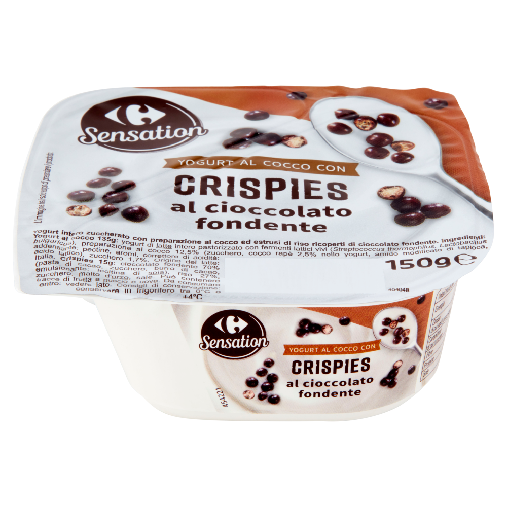 Carrefour Sensation Yogurt al Cocco con Crispies al cioccolato fondente 150 g