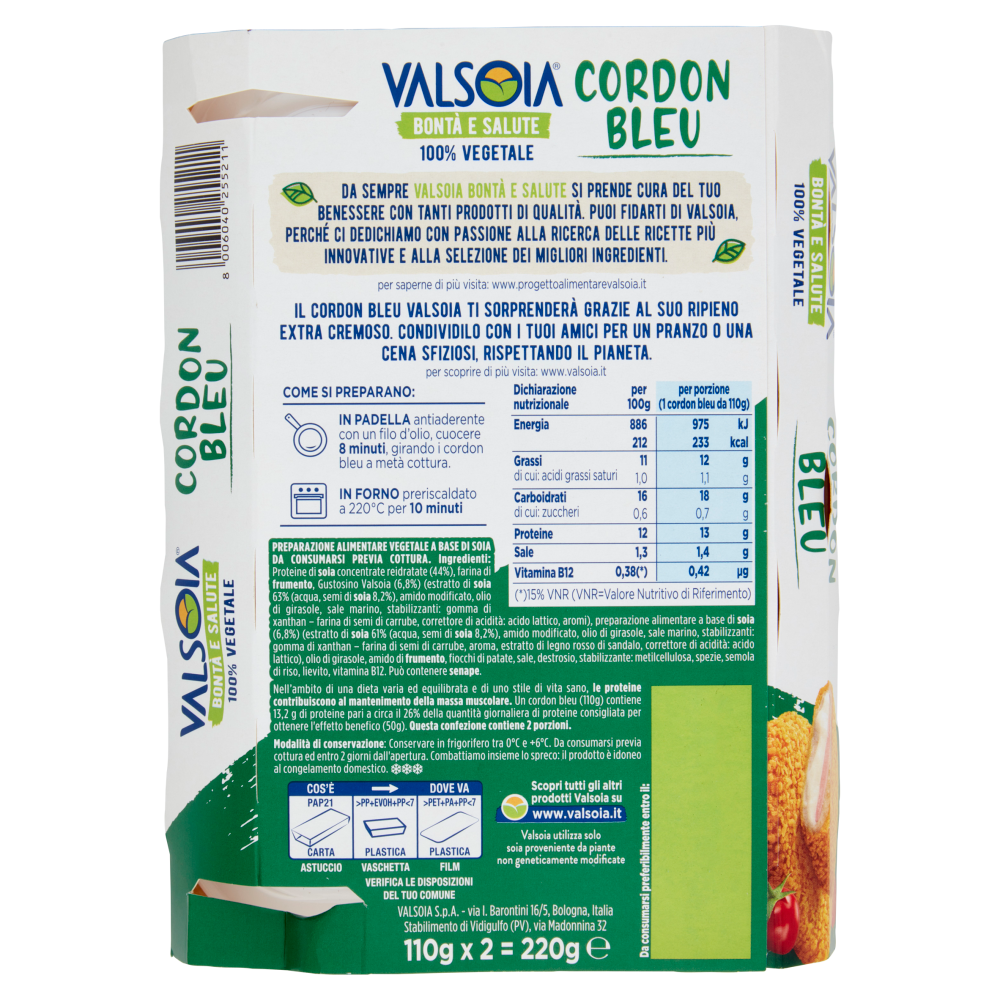 Valsoia Bontà e Salute Cordon Bleu 2 x 110 g