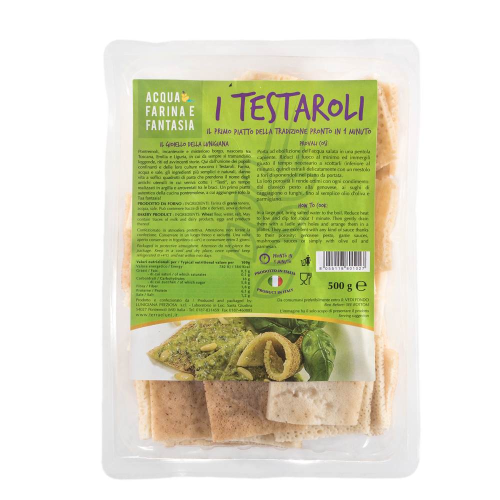 Testarolo&nbsp;di&nbsp;Pontremoli&nbsp;tagliato&nbsp;in&nbsp;vaschetta&nbsp;500g.&nbsp;&nbsp;&nbsp;