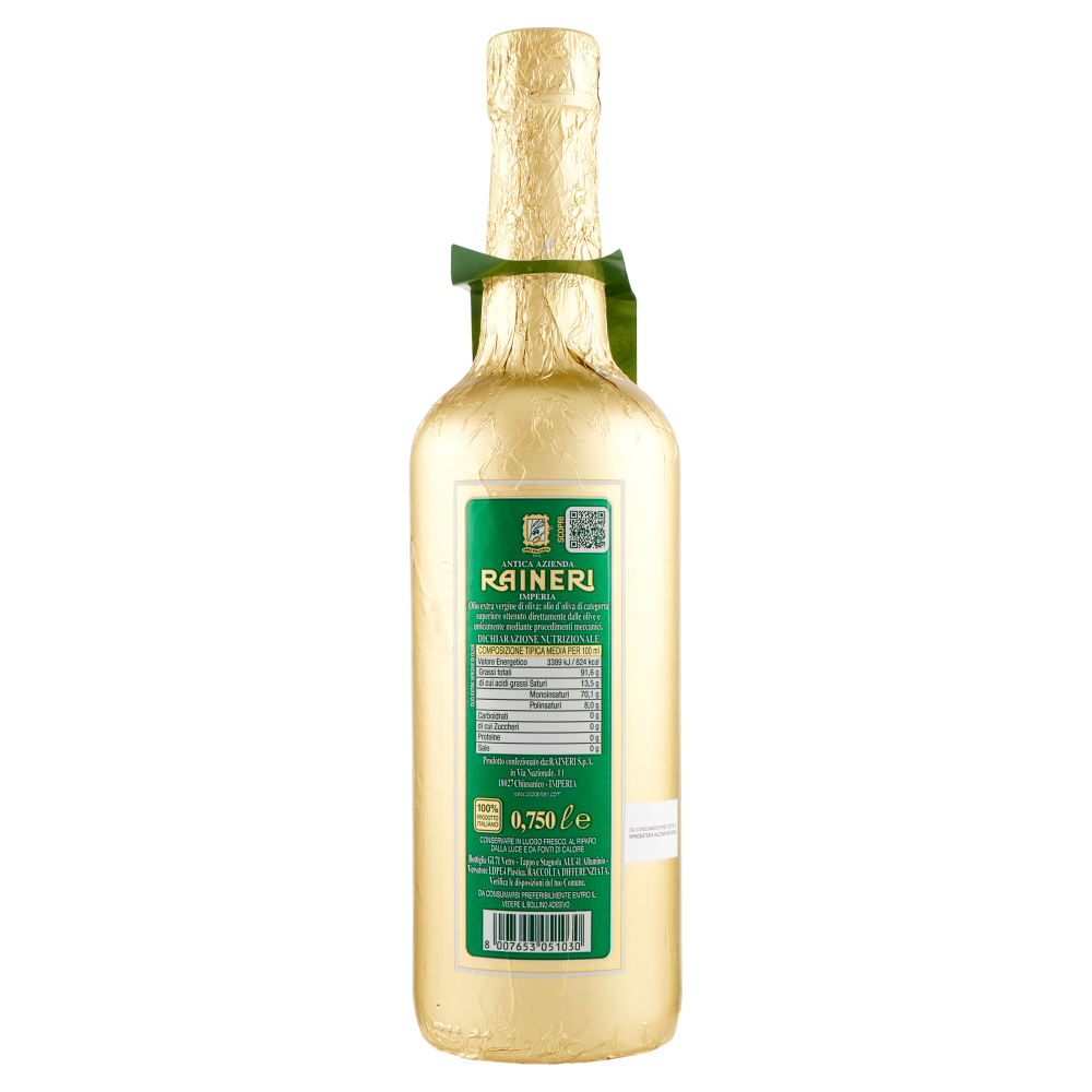 Raineri Olio Extra Vergine di Oliva Non Filtrato Ottenuto a Freddo 0,750 Litro