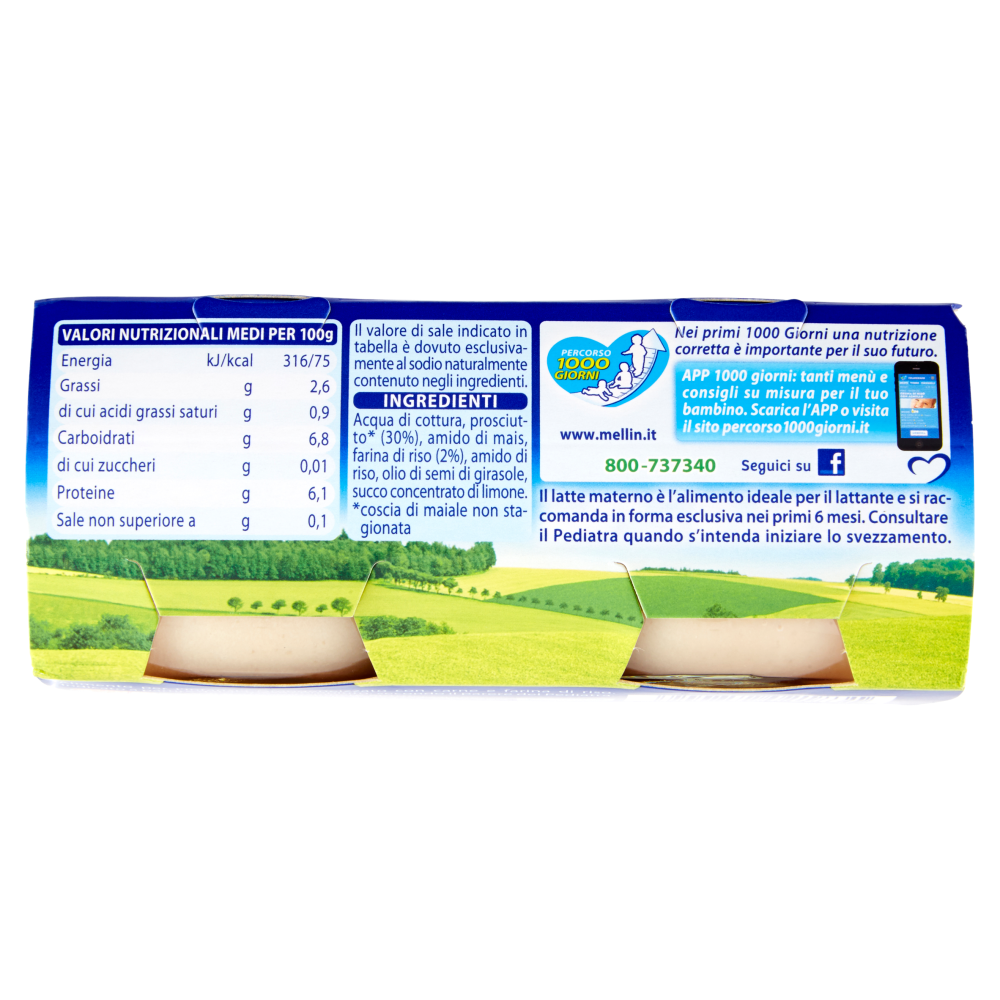 Mellin Prosciutto* 100% Naturale Omogeneizzato 2 x 80 g