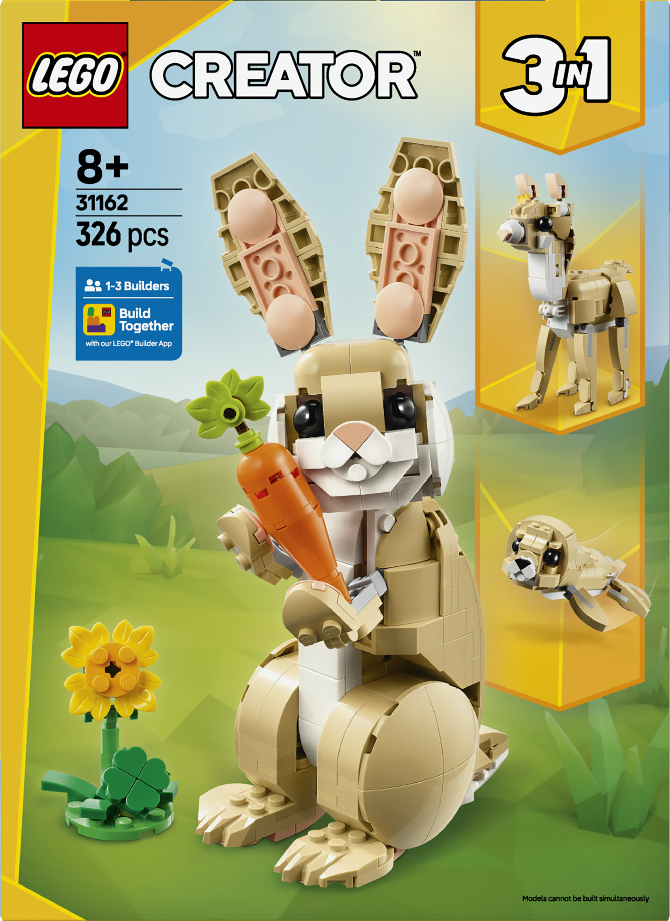 LEGO Creator 3 in 1 31162 Adorabile Coniglio Giocattolo, Si Trasforma in Lama o in Foca, Regalo per Bambini e Bambine 8+ Anni