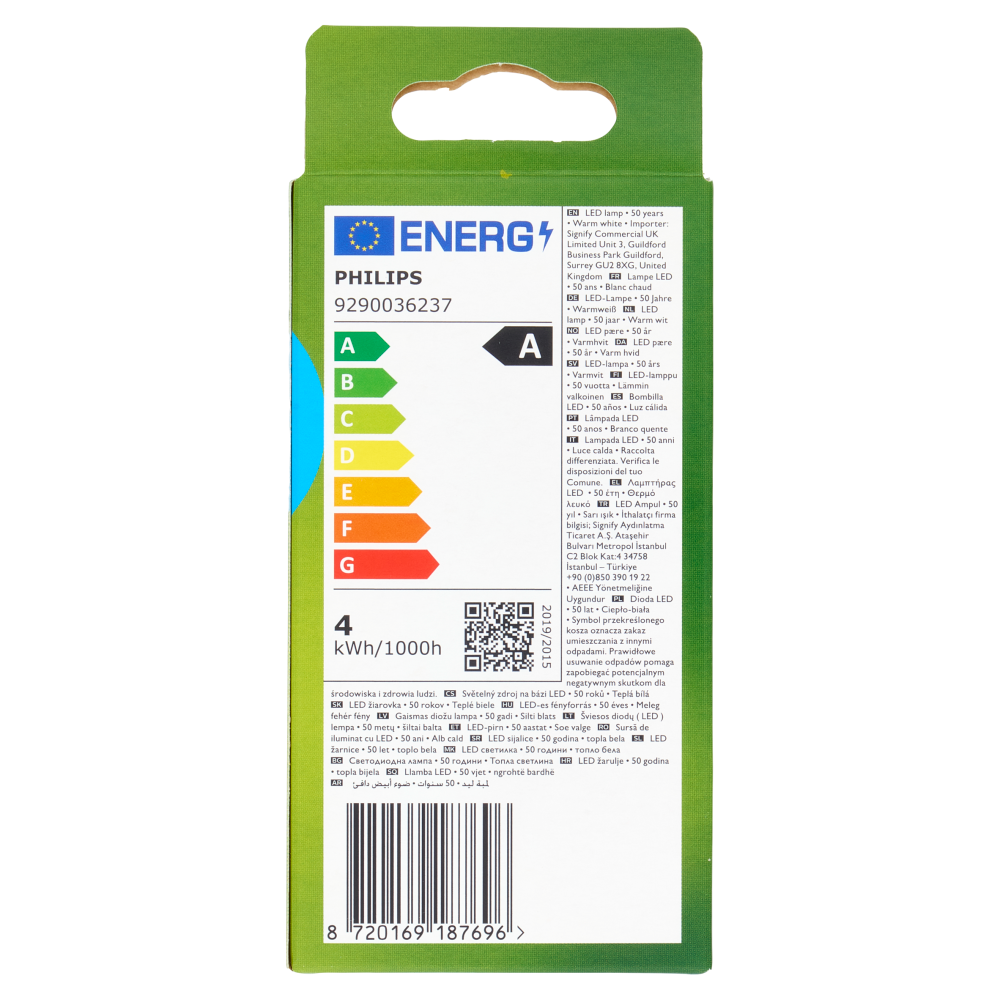 Philips LED Goccia Vetro Smerigliato 60W E27 2700K Non-Dim Classe A