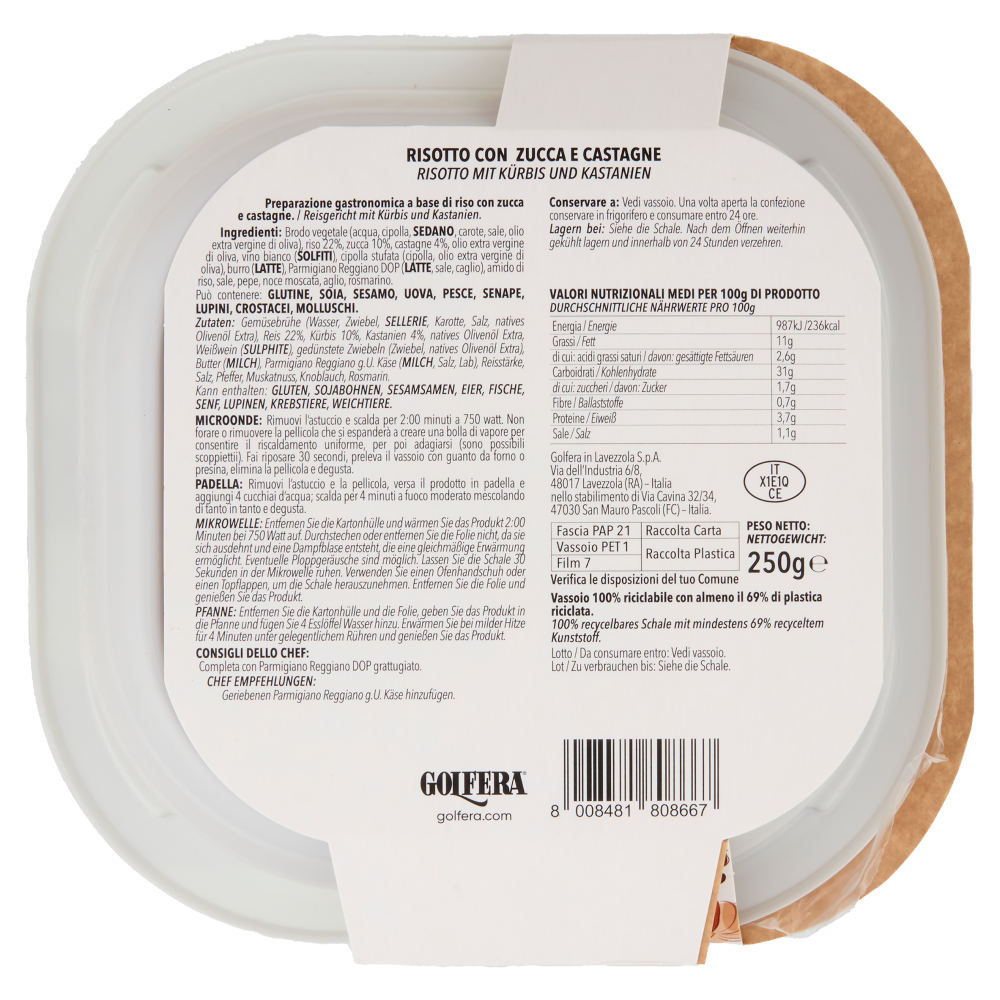 Golfera Ben Fatto Risotto con Zucca e Castagne 250 g