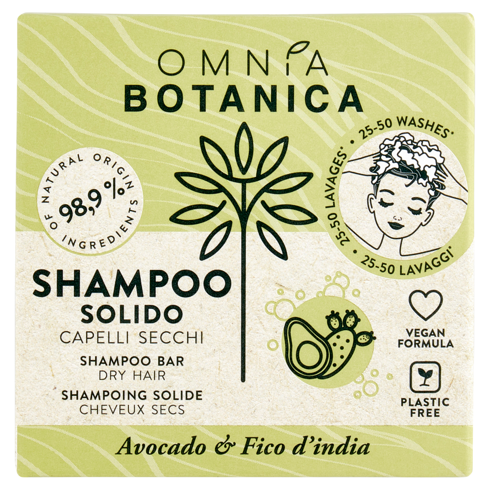 Omnia Botanica Shampoo Solido Capelli Secchi Avocado & Fico d'india 50 g