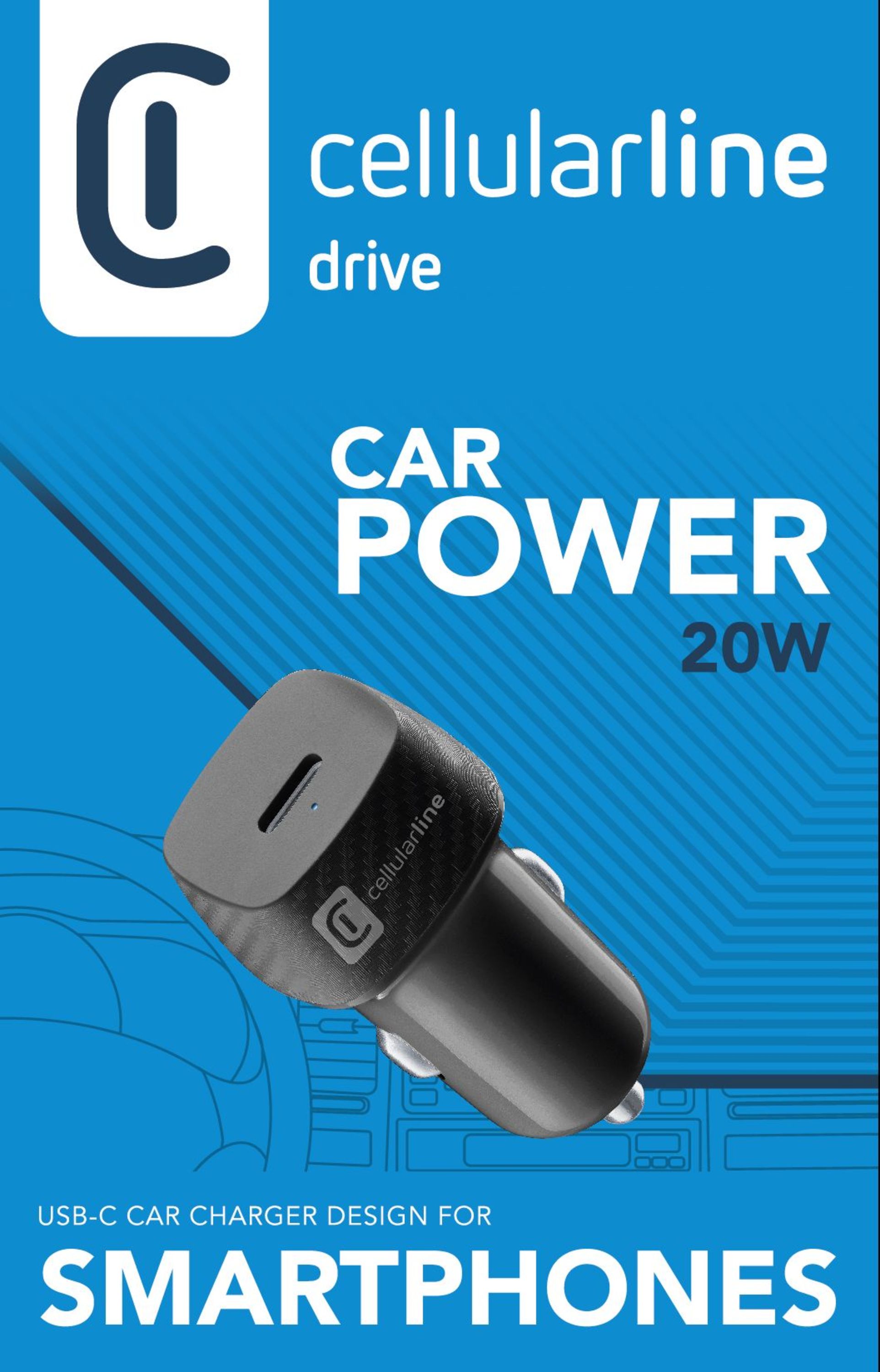 Cellularline USB-C Car Power 20W Caricabatteria da auto USB-C 20W
