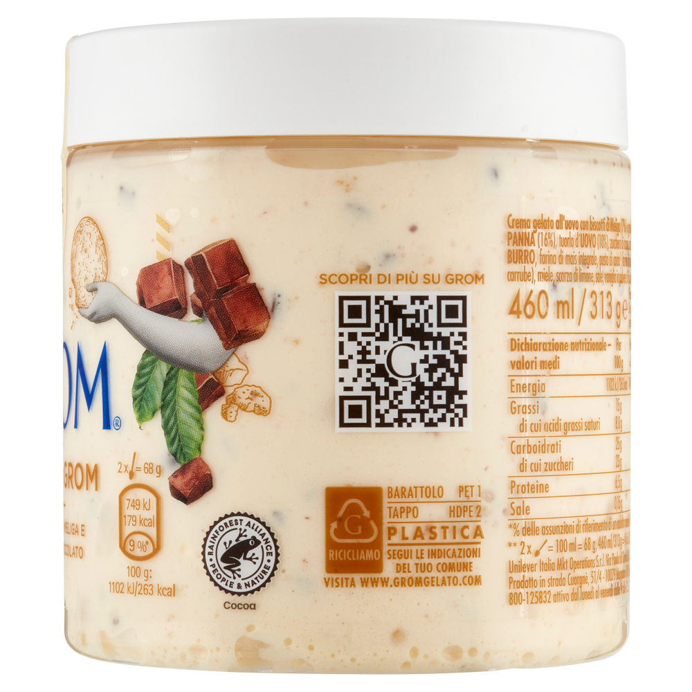 Grom Crema di Grom con Biscotti di Meliga e Pezzetti di Cioccolato 313 g