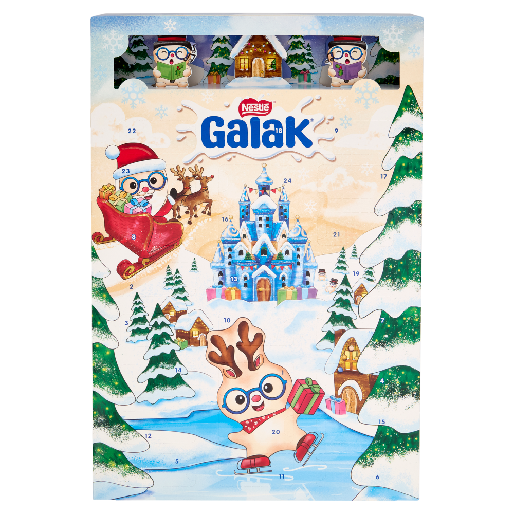 GALAK Calendario Avvento Personaggi di Cioccolato Bianco e Cereali 196,8g