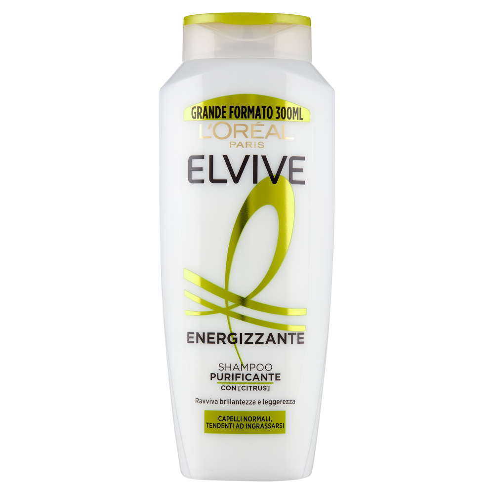Elvive Energizzante Shampoo Purificante, per Capelli Normali, Tendenti ad Ingrassarsi, 300 ml