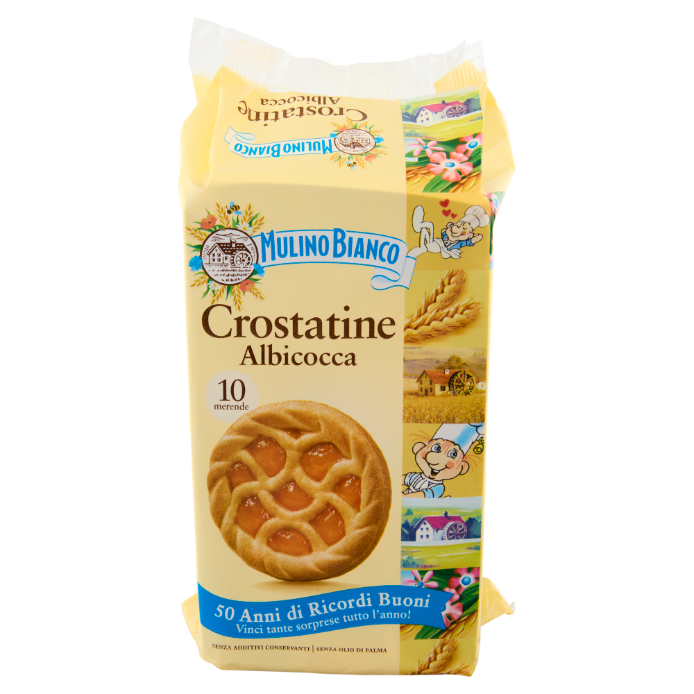 Mulino Bianco Crostatine Albicocca Merenda con 100% Albicocche Italiane 10 pezzi 400g