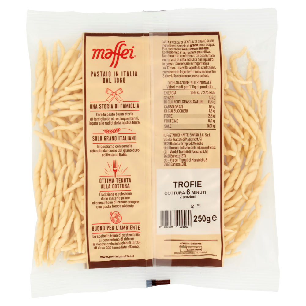maffei Pasta Fresca di Semola di Grano Duro Trofie 250 g