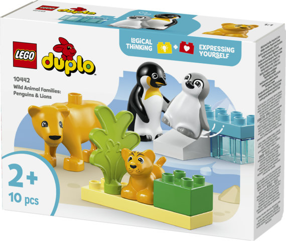 LEGO DUPLO 10442 Famiglie di Animali: Pinguini e Leoni, Giochi Didattici per Bambini e Bambine da 2+ Anni, Giocattolo Creativo
