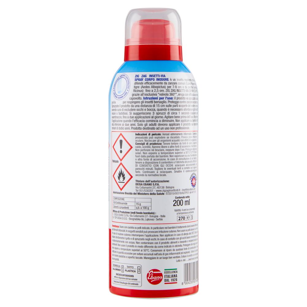 Zig Zag Insetti-Via Antipuntura Max zanzare comuni, tigre e zecche 200 ml