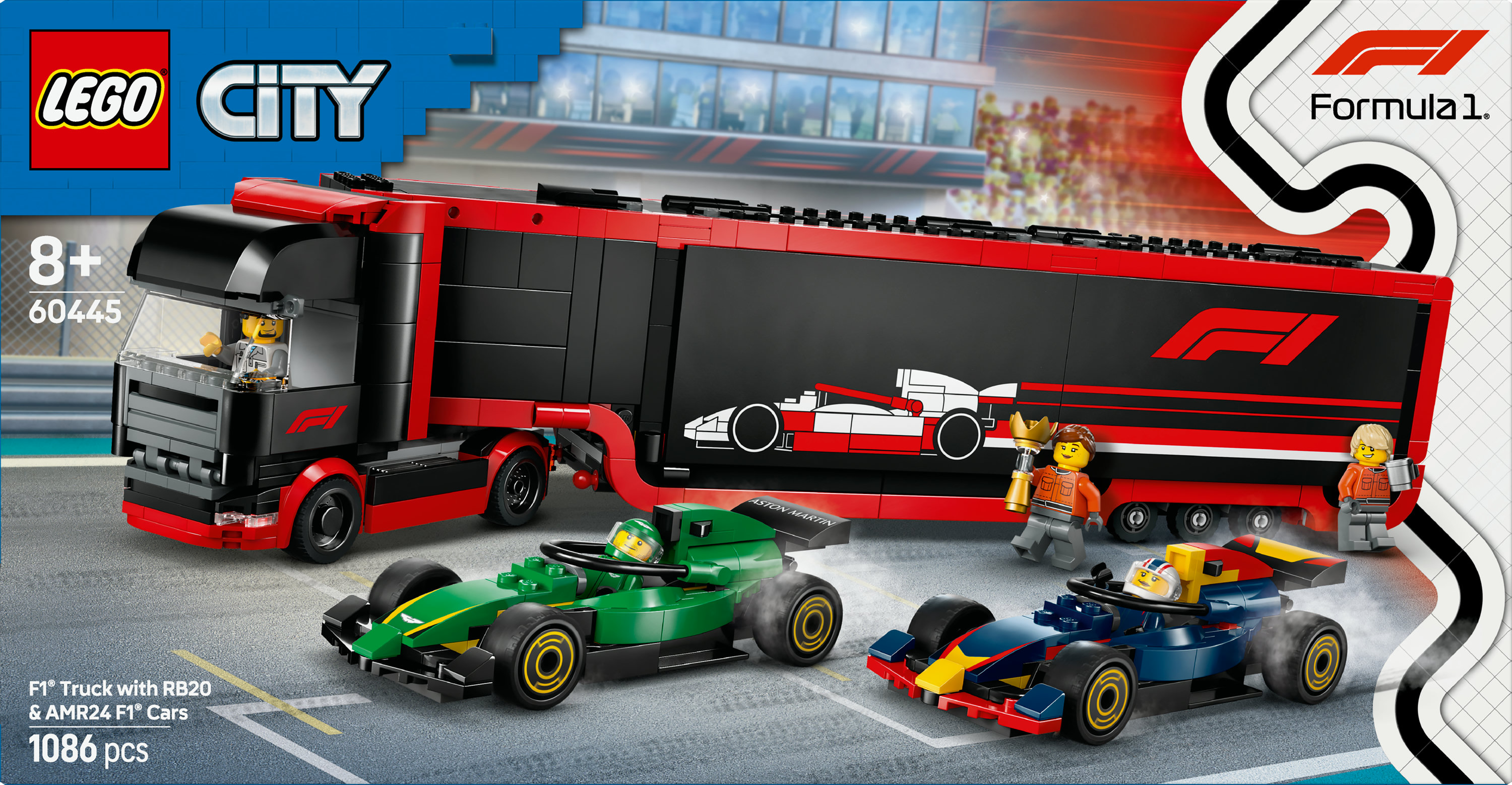 LEGO City Autotrasportatore F1® con monoposto RB20 e AMR24 F1®