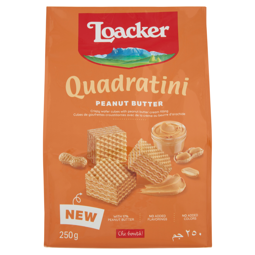 Loacker Quadratini Peanut Butter Wafer con crema al burro di arachidi Wafers 250g