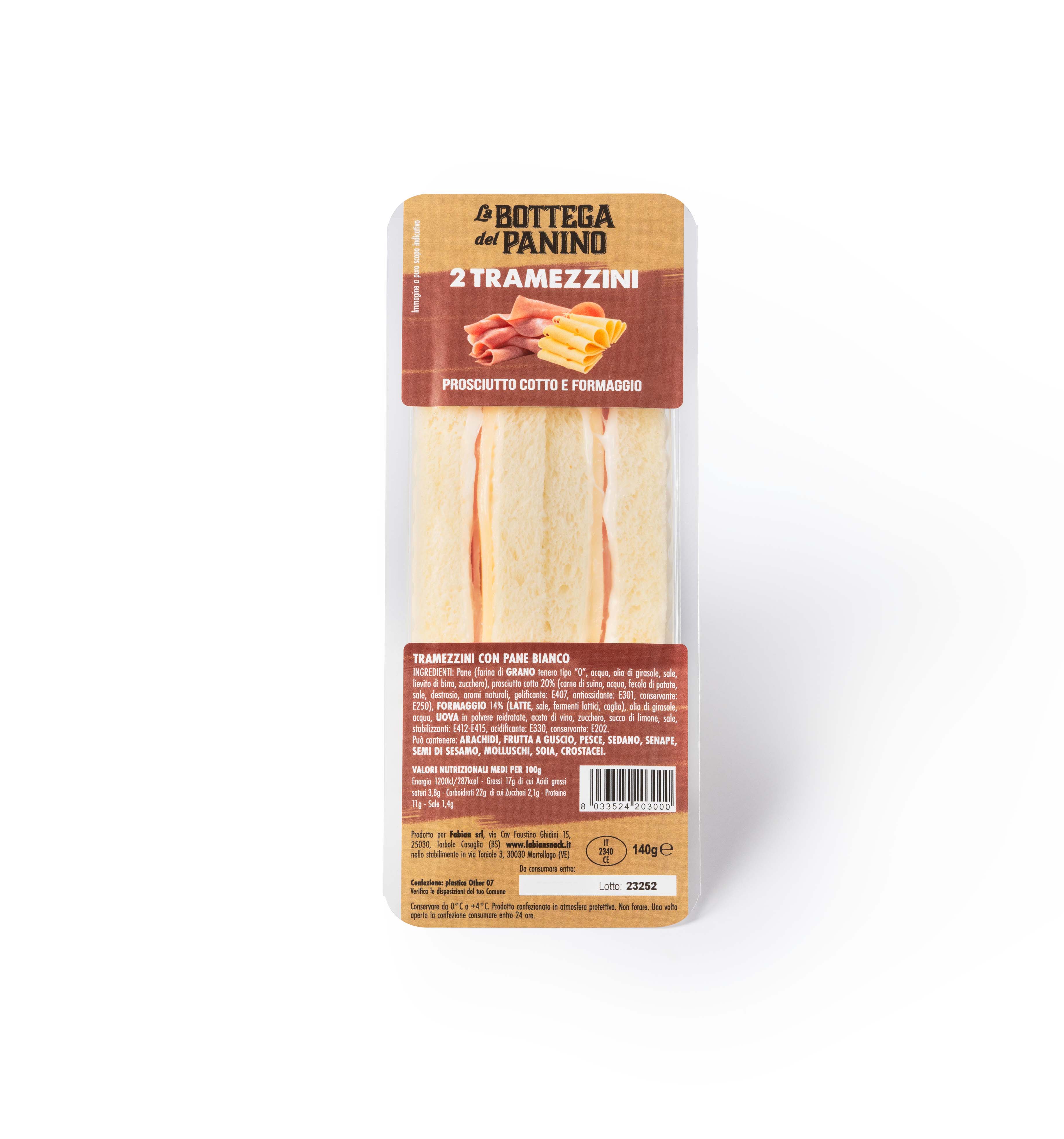 Tramezzino con Prosciutto Cotto, Formaggio e Maionese