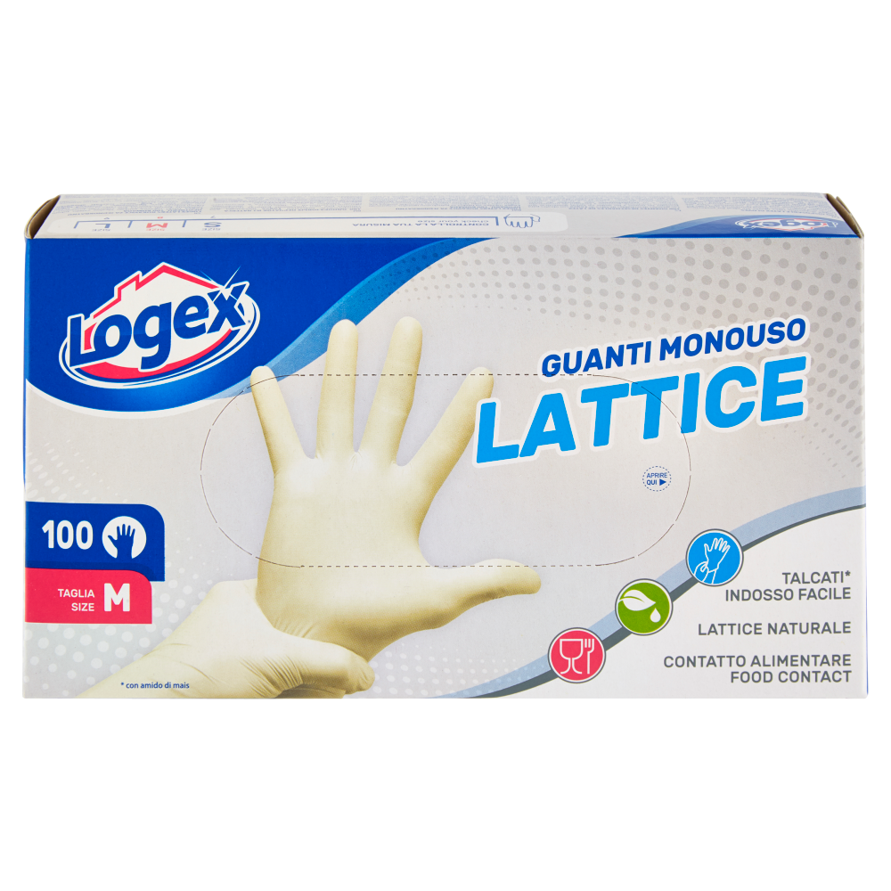 Logex Guanti Monouso Lattice Taglia M 100 pz