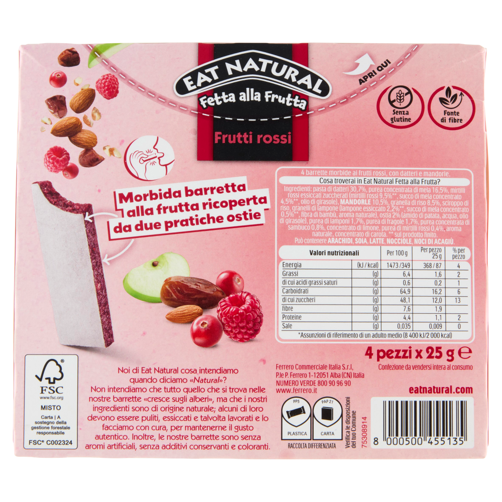 Eat Natural Fetta alla Frutta Frutti rossi 4 x 25 g