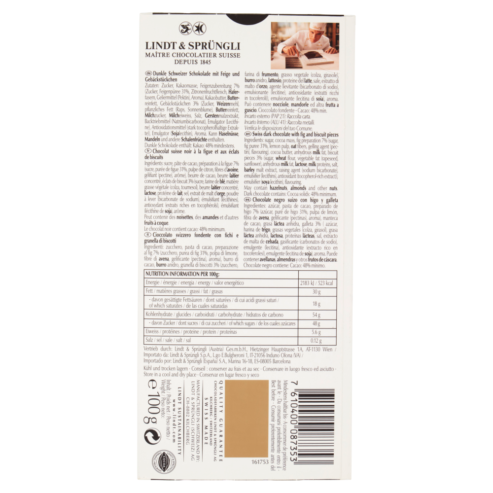 Lindt Excellence Tavoletta Cioccolato Fondente Fico 100 g