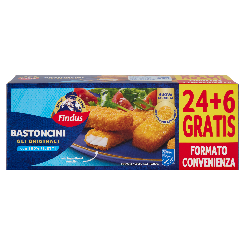 Capitan Findus 30 Bastoncini con 100% Filetti di Merluzzo 750 g