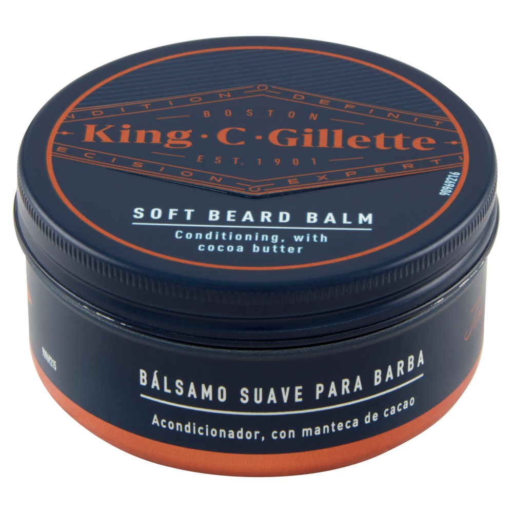 King C. Gillette Balsamo Delicato da Barba con Burro di Cacao, Olio di Argan, Burro di Karité 100 ml