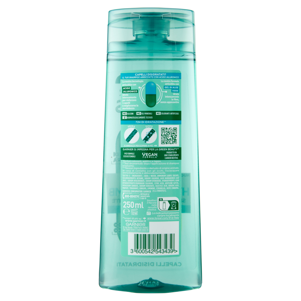 Garnier Fructis Shampoo Aloe Hydra Bomb, shampoo idratante per capelli disidratati, 250 ml
