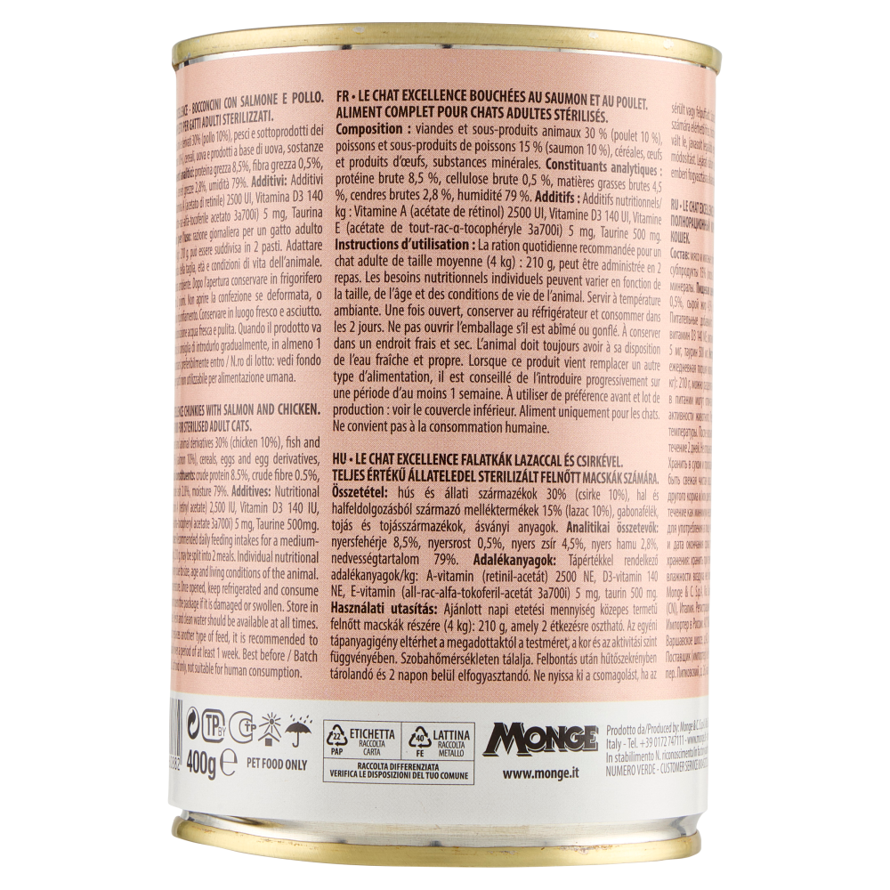 LeChat Excellence Sterilised Bocconcini Cotti al Forno Bigusto Salmone Pollo 400 g