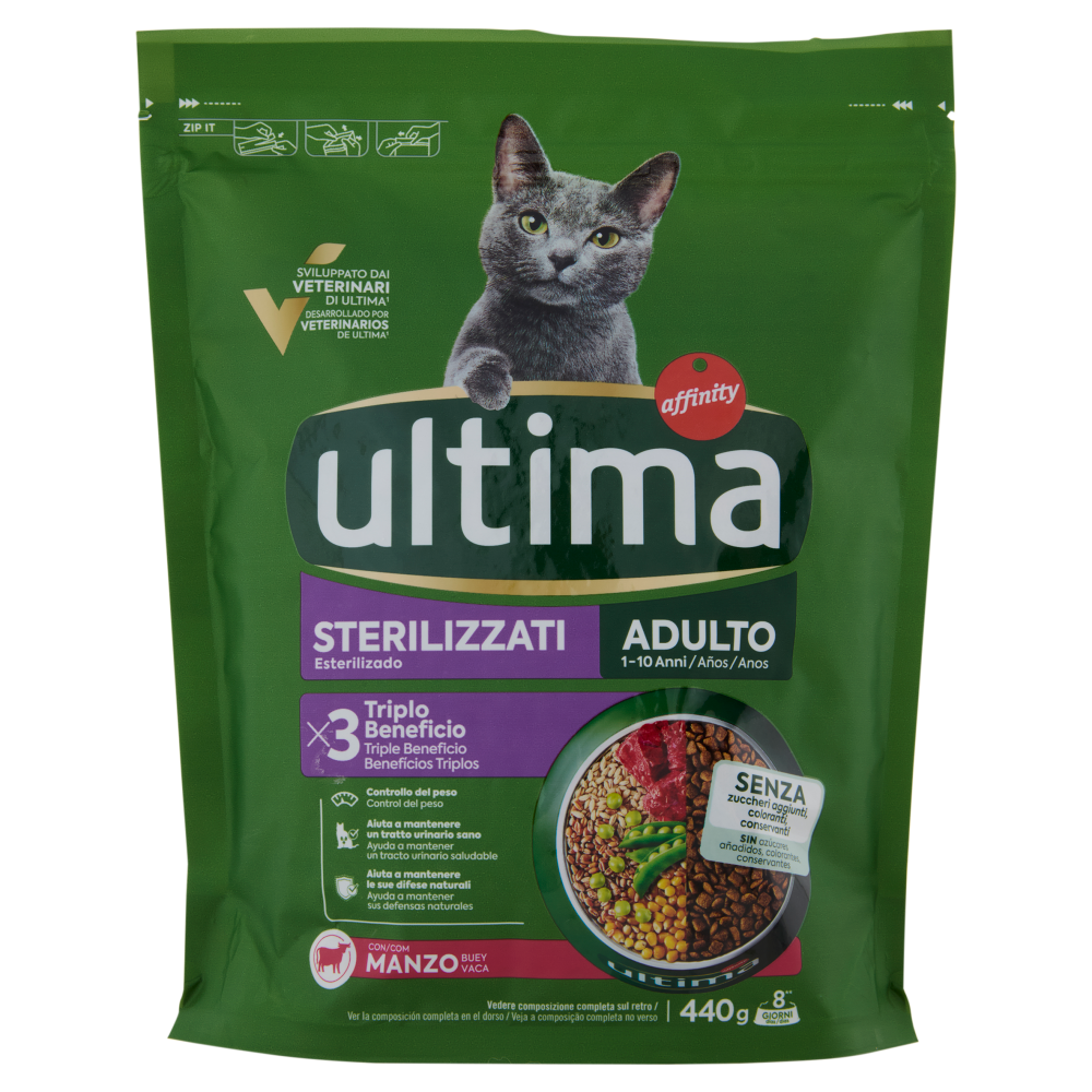 ultima Cat Sterilizzati Adulto 1-10 Anni con Manzo 440 g