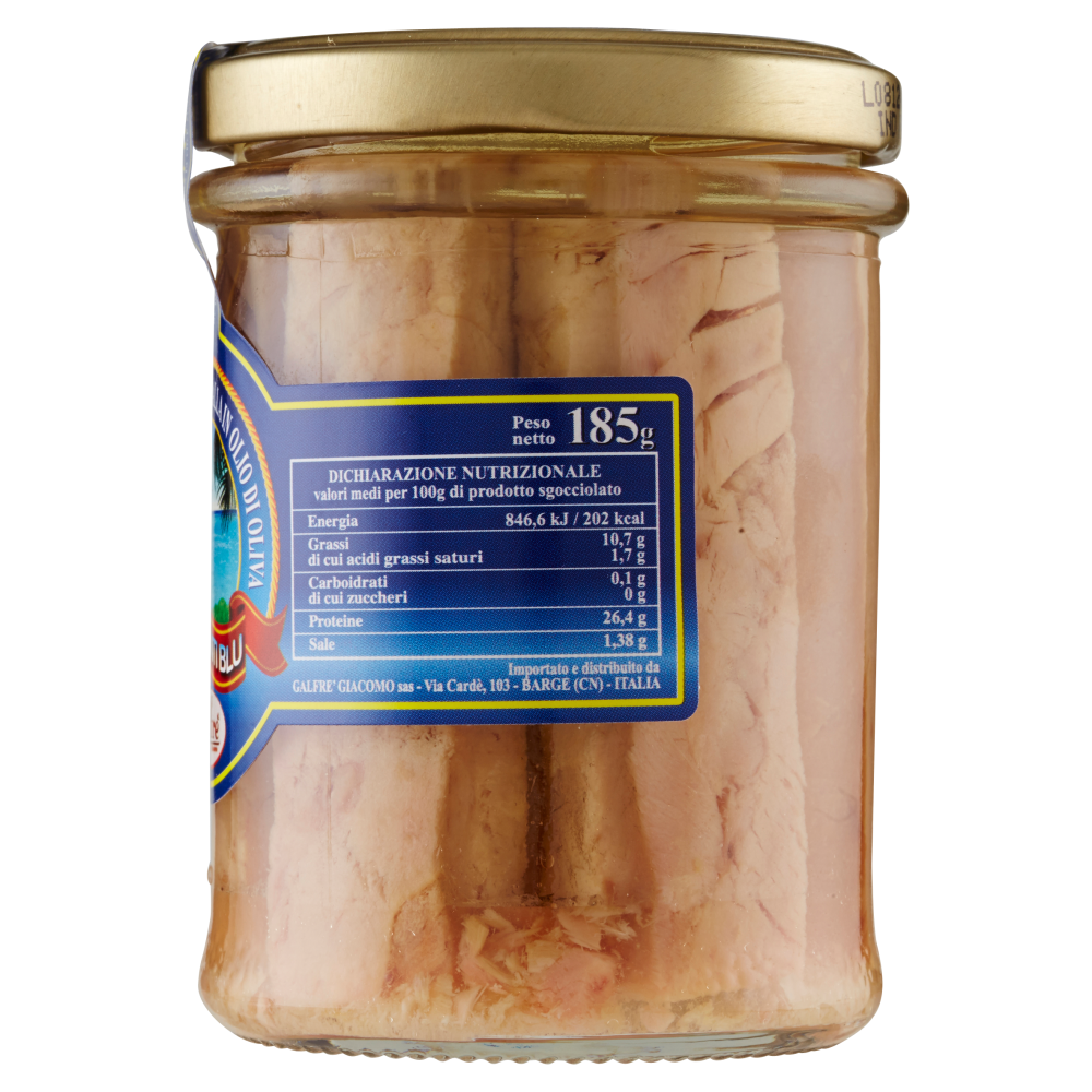 Galfr&egrave; Giacomo Orizzonti Blu Filetti di Tonno Pinna Gialla in Olio di Oliva 185 g