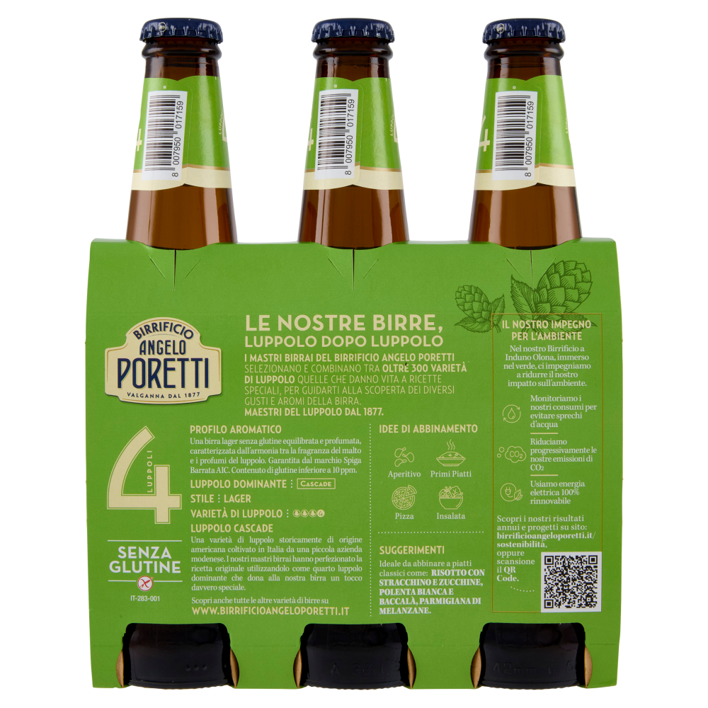 Birrificio Angelo Poretti Senza Glutine 4 Luppoli 3 x 33 cl