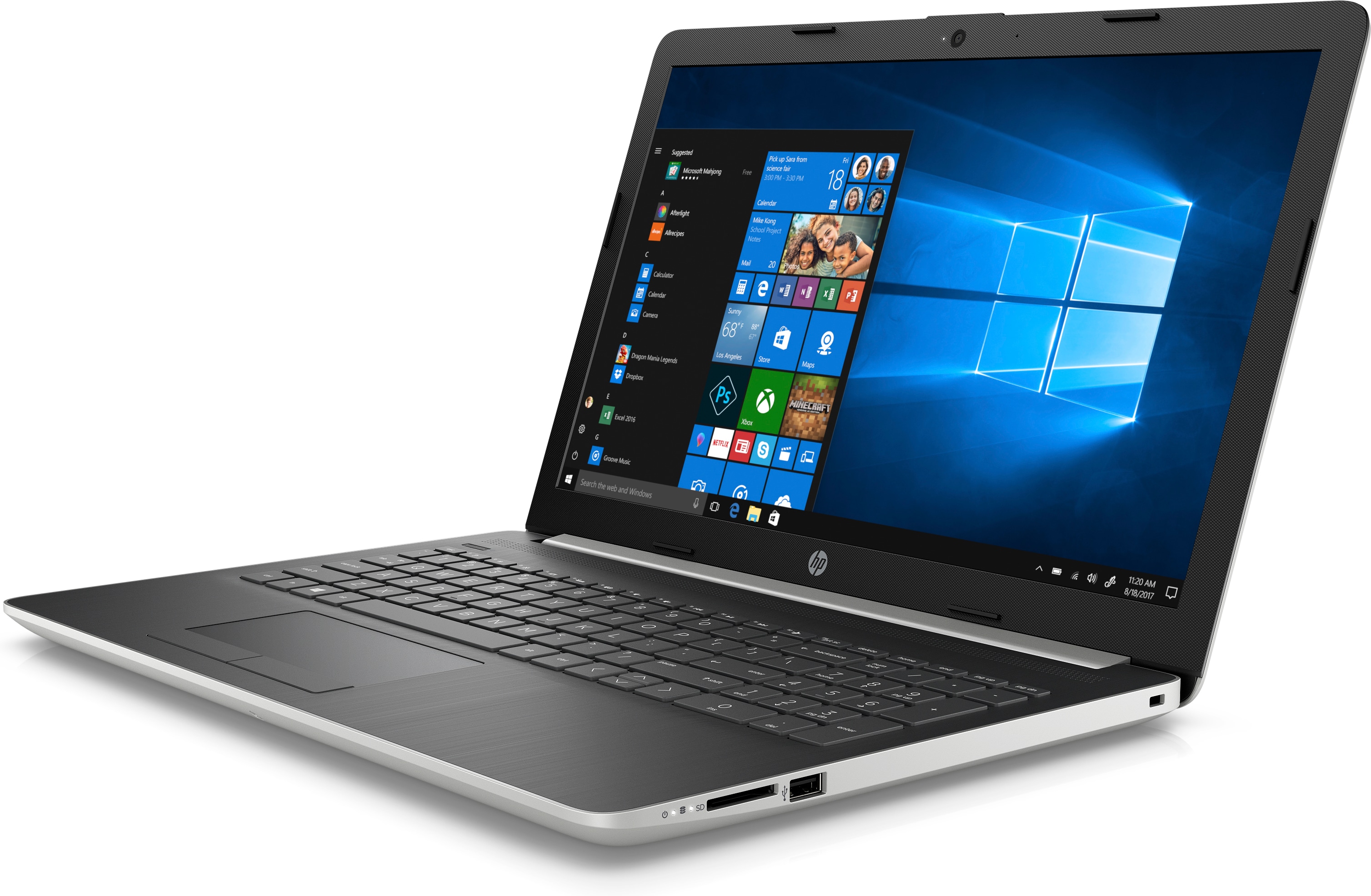 HP Notebook - 15-da0125nl Intel® Core™ i5 i5-7200U Computer portatile 39,6 cm (15.6") HD 8 GB DDR4-SDRAM 1 TB HDD NVIDIA® GeForce® MX110 Wi-Fi 5 (802.11ac) Windows 10 Home Argento