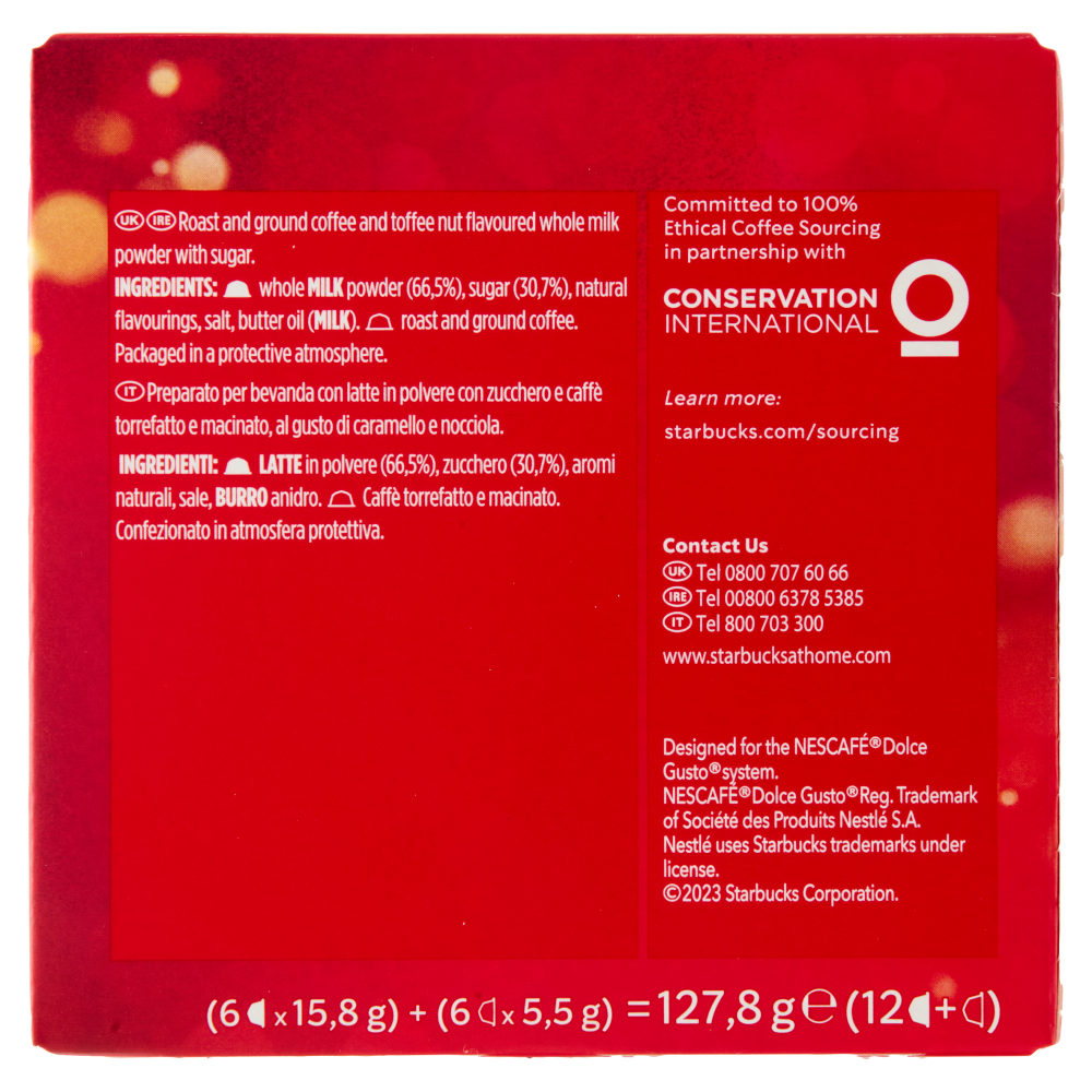 STARBUCKS Toffee Nut Latte by Nescafé Dolce Gusto Caffè Caramello e Nocciola 12 capsule 127,8g